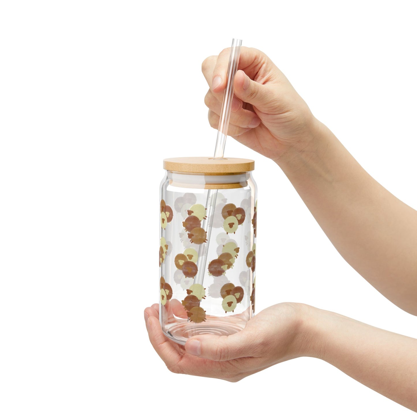 Watercolor Chocolate Sheep 16oz Glass Sipper