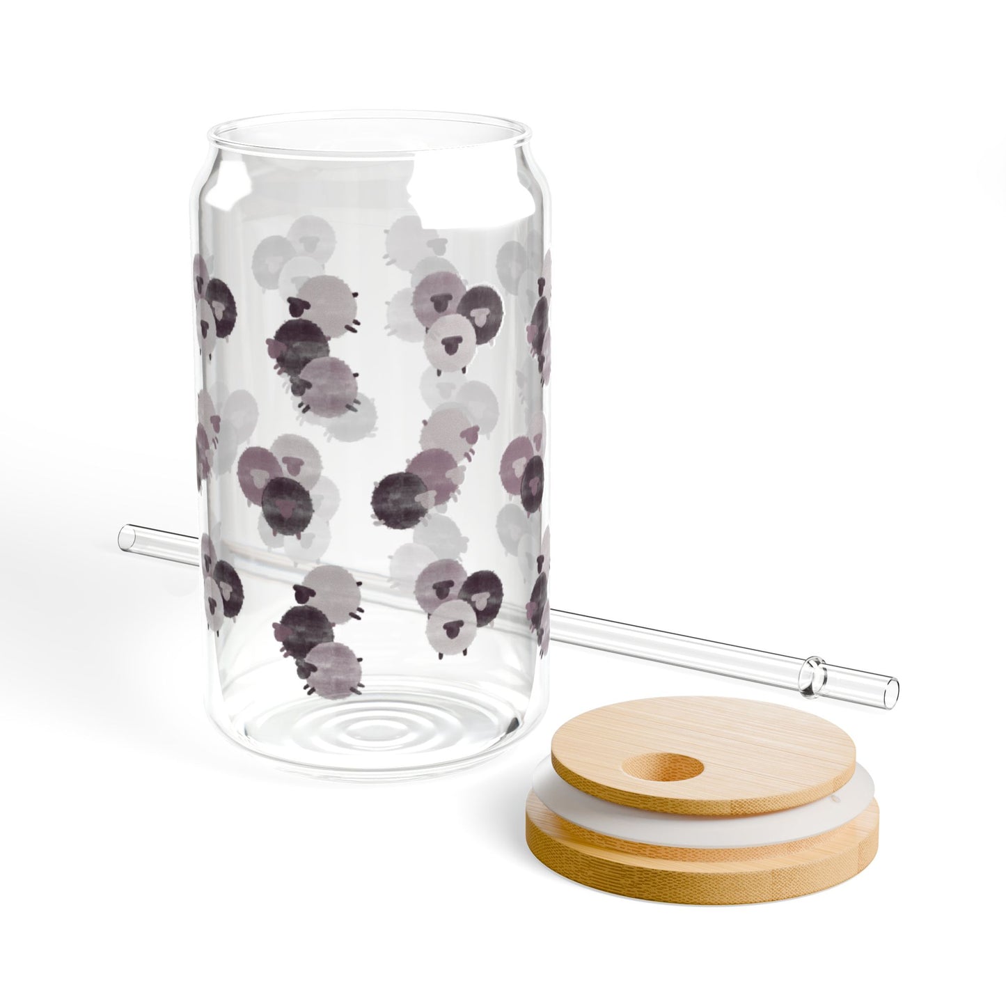 Watercolor Purple Sheep 16oz Glass Sipper