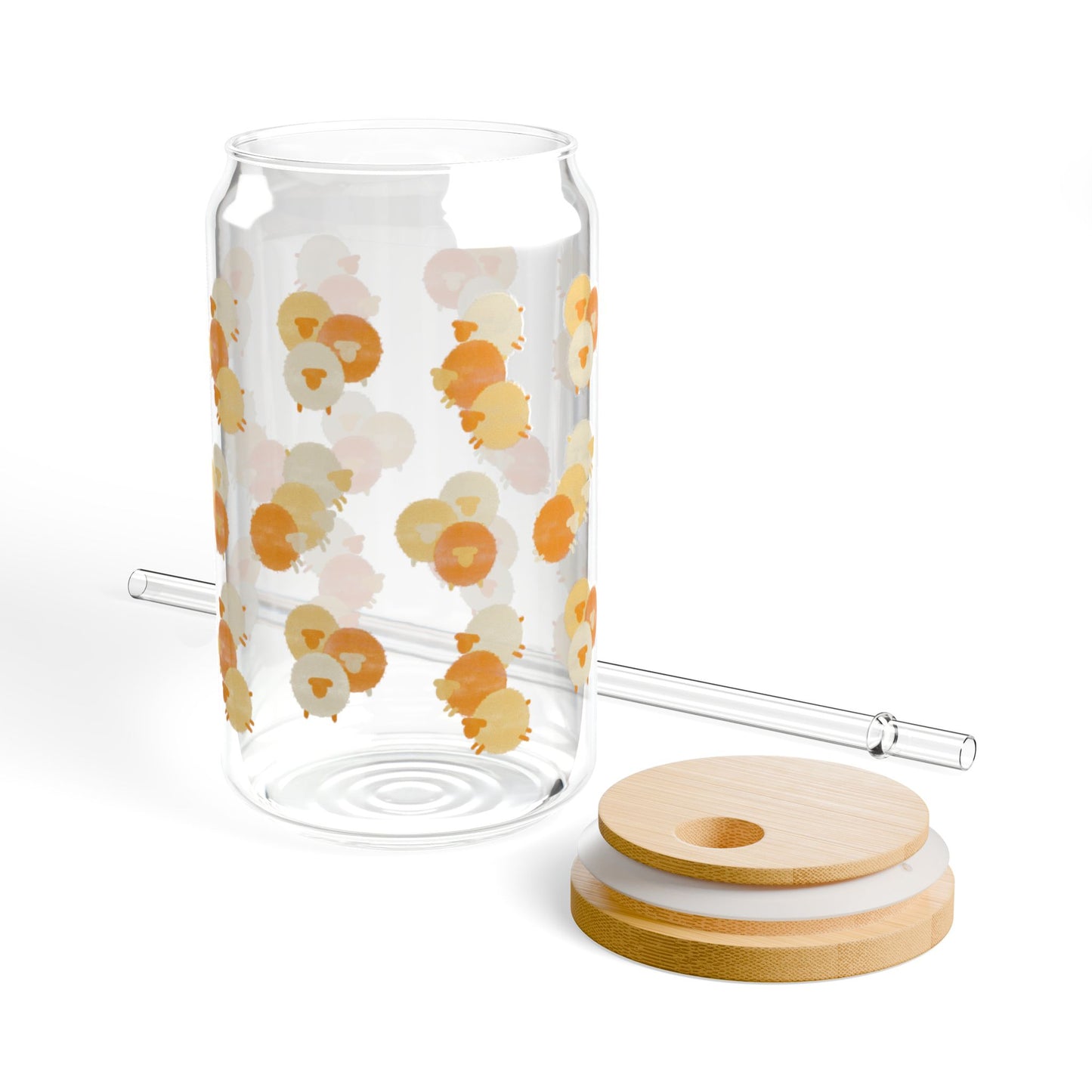 Watercolor Peach Sheep 16oz Glass Sipper