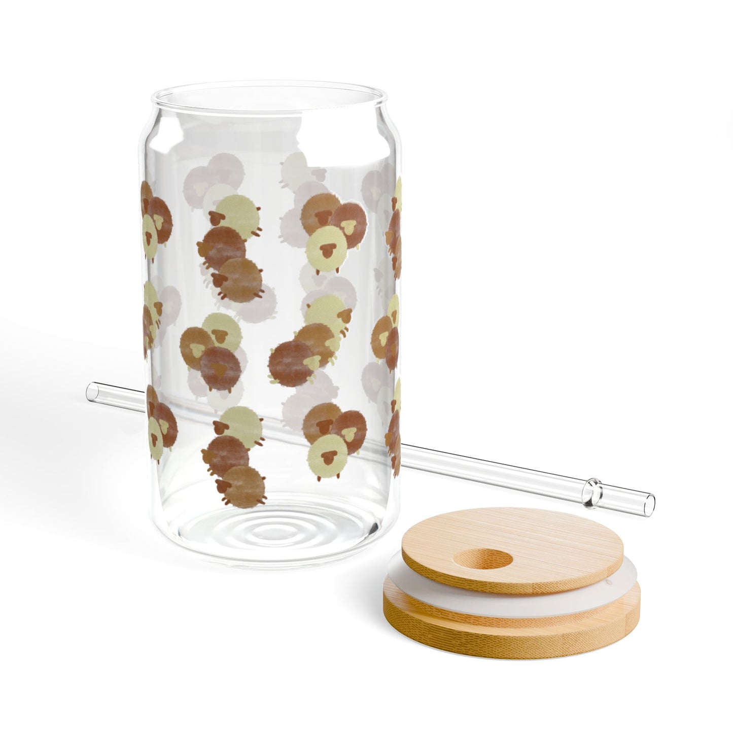 Watercolor Chocolate Sheep 16oz Glass Sipper