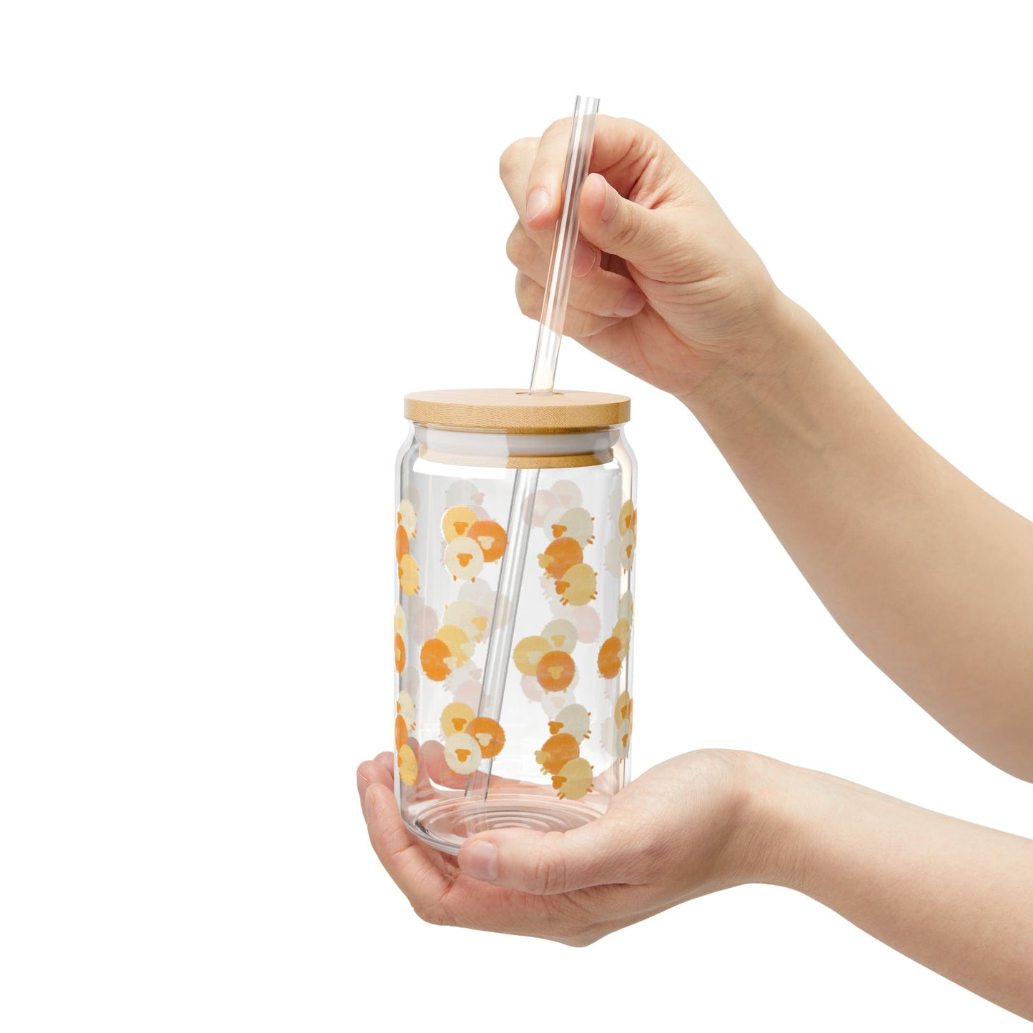 Watercolor Peach Sheep 16oz Glass Sipper