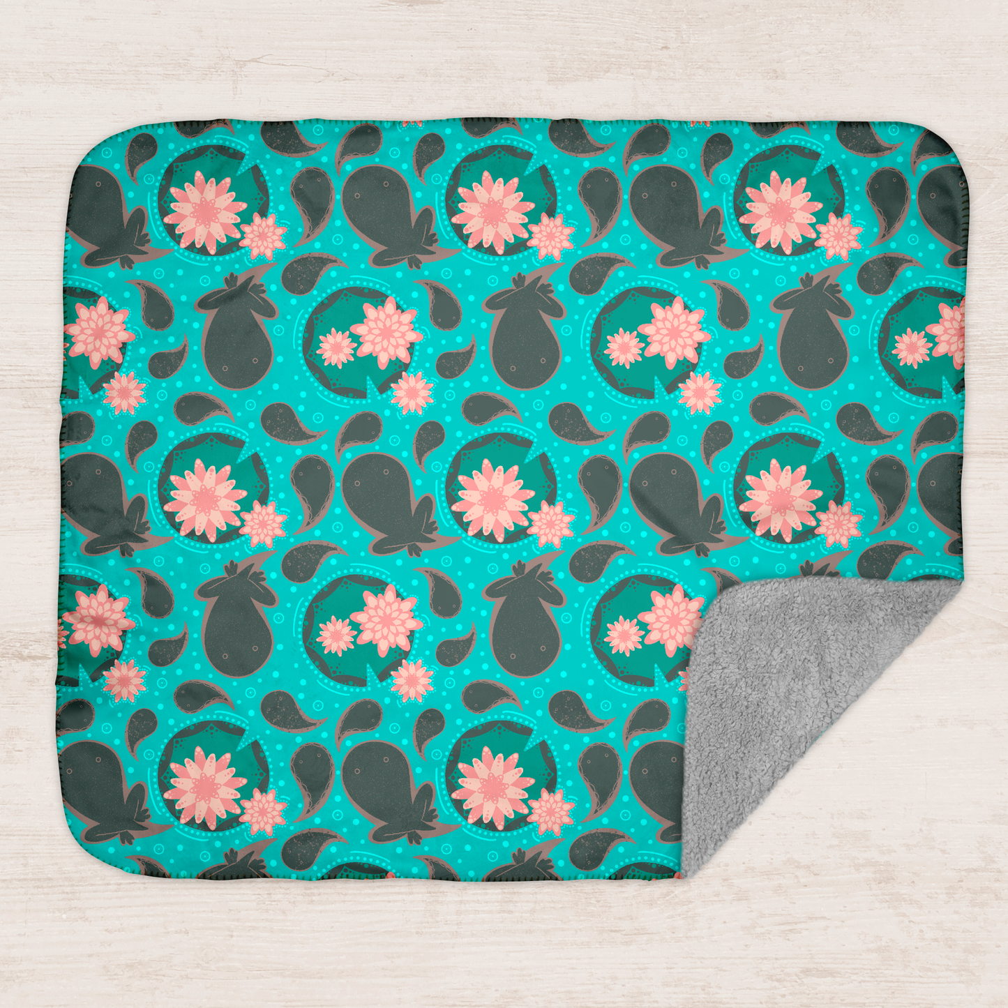 Tadpole Paisley Sherpa Blanket