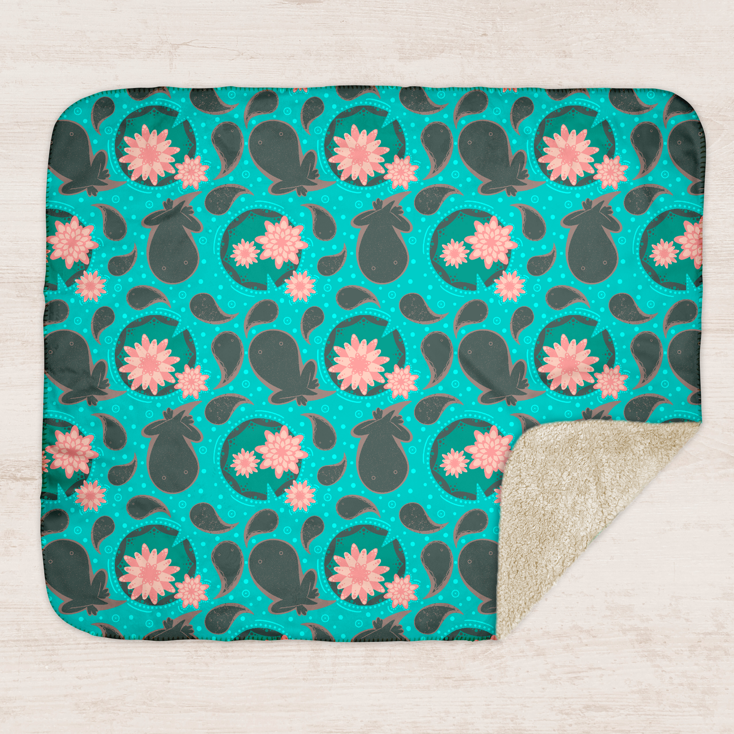 Tadpole Paisley Sherpa Blanket