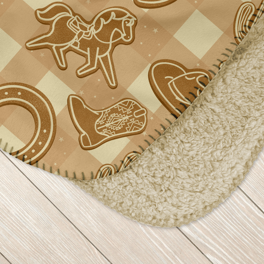 Beige Western Gingerbread Sherpa Blanket