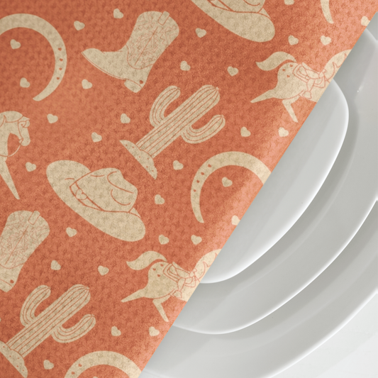 Apricot Western Valentine Terracotta Microfiber Tea Towel