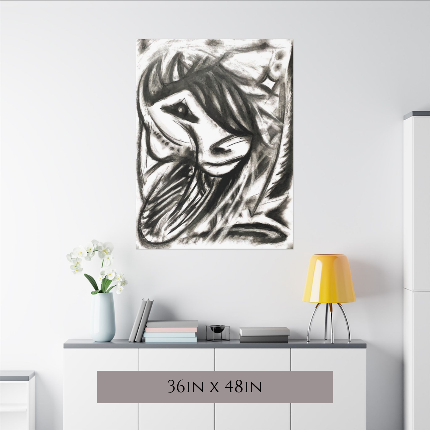 Abstract Charcoal Horse Canvas Print