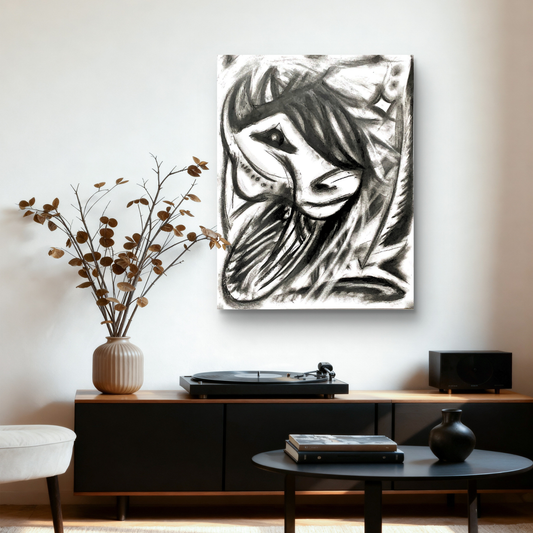 Abstract Charcoal Horse Canvas Print