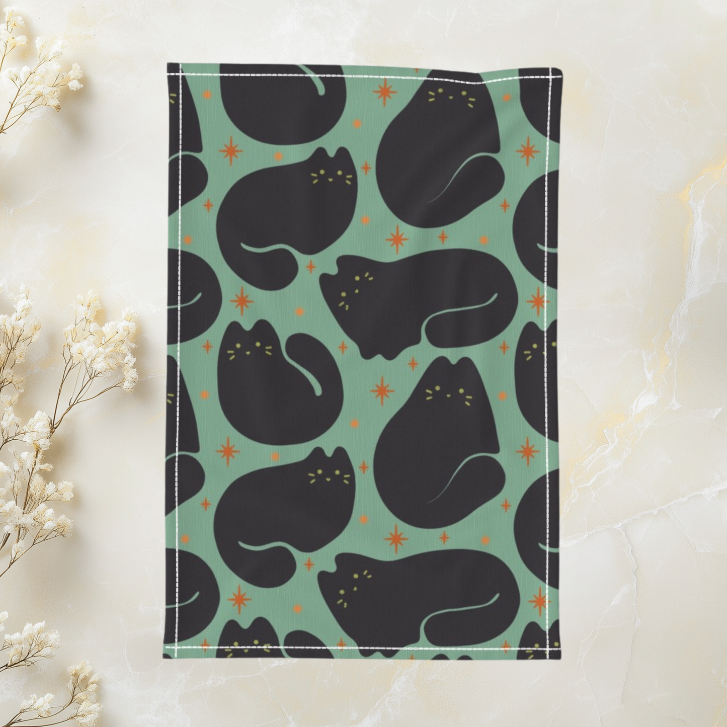 Retro Black Cat Tea Towel