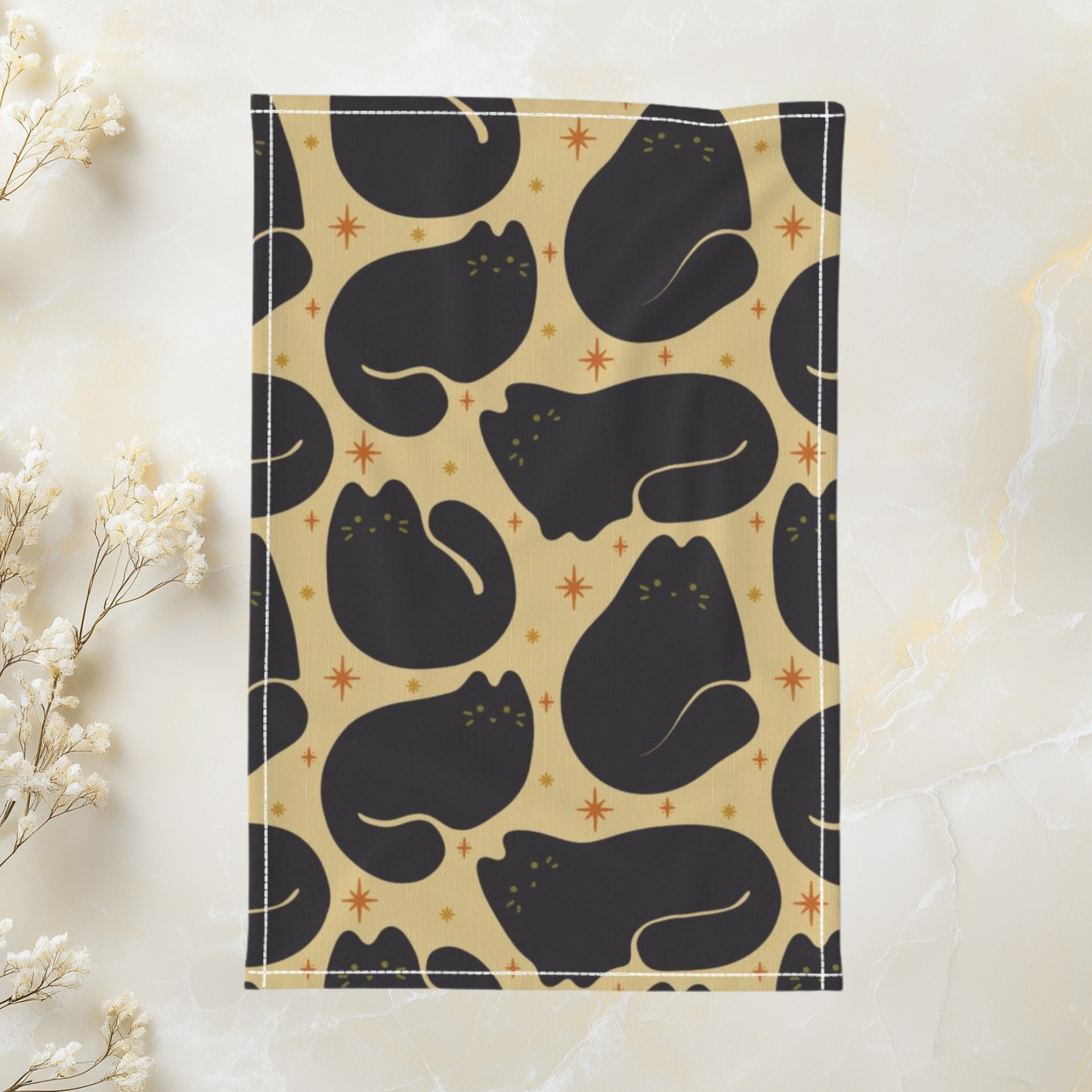 Retro Black Cat Tea Towel