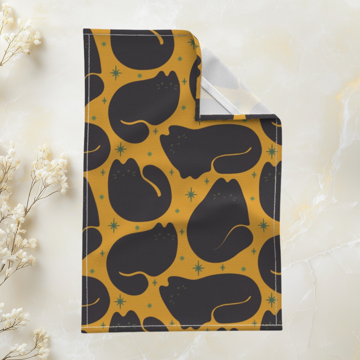 Retro Black Cat Tea Towel