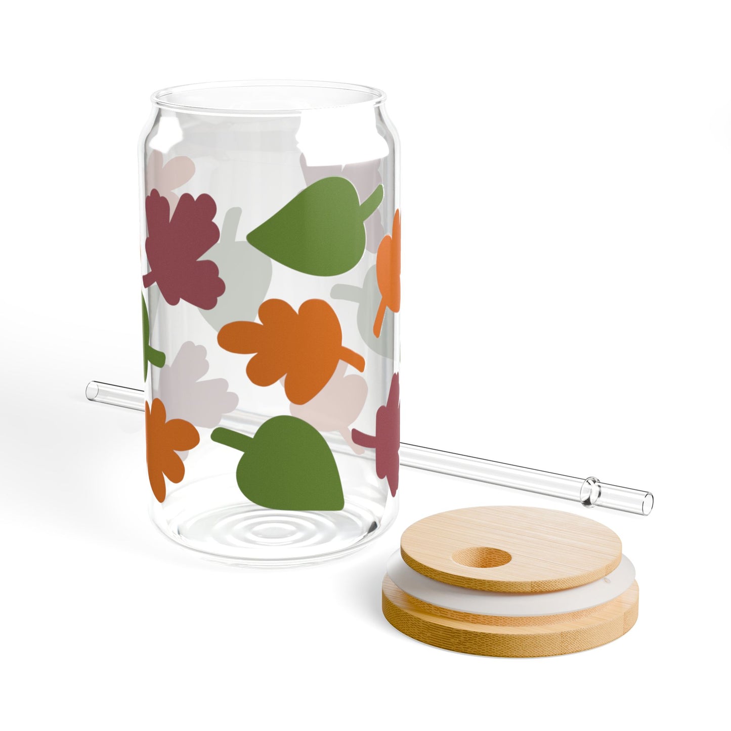 Festive Autumn Leaves Sipper 16oz Glass Sipper