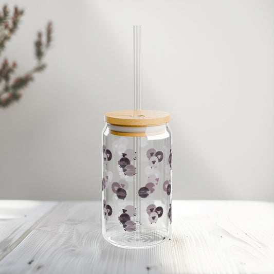 Watercolor Purple Sheep 16oz Glass Sipper