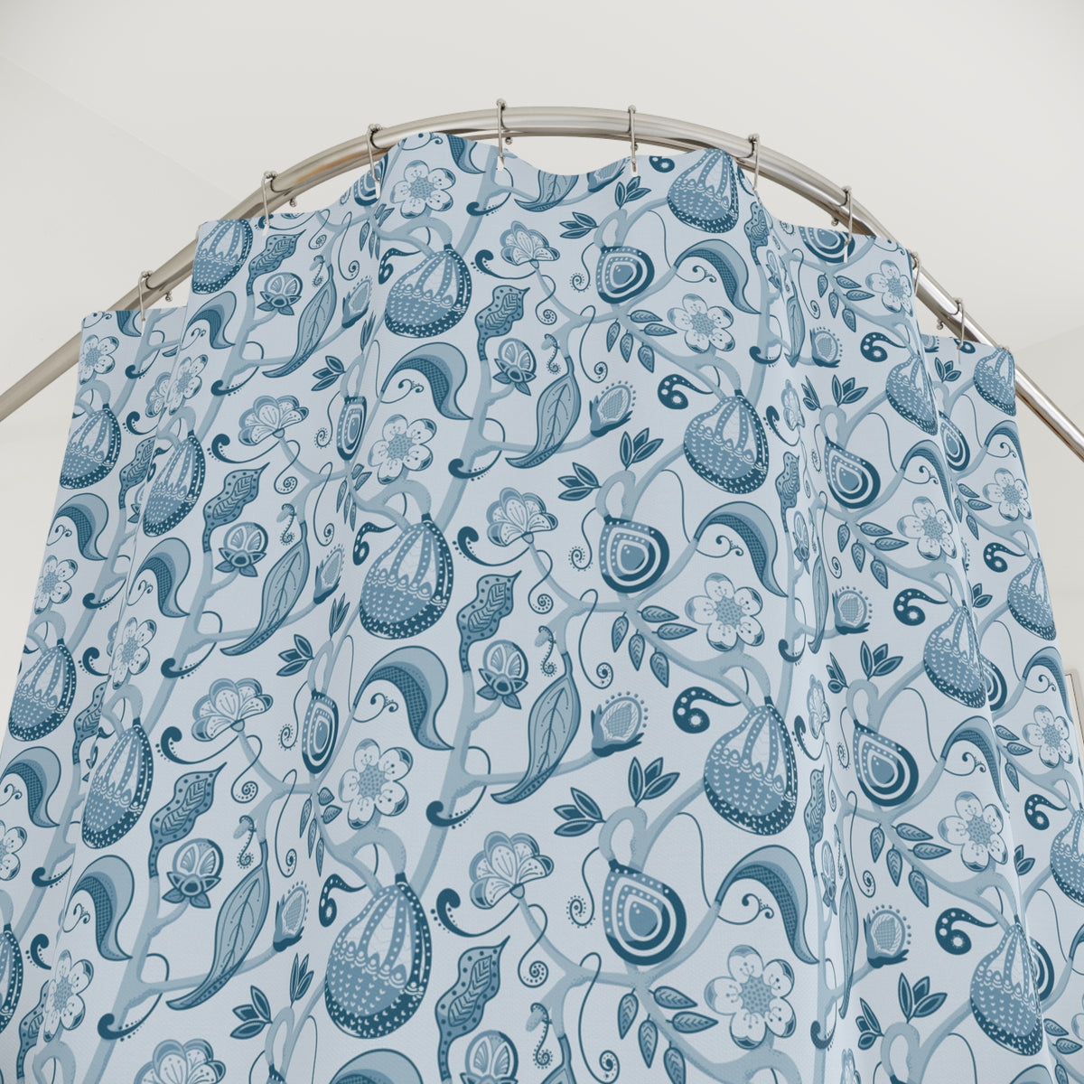 Indian Floral Pear Blue Shower Curtain