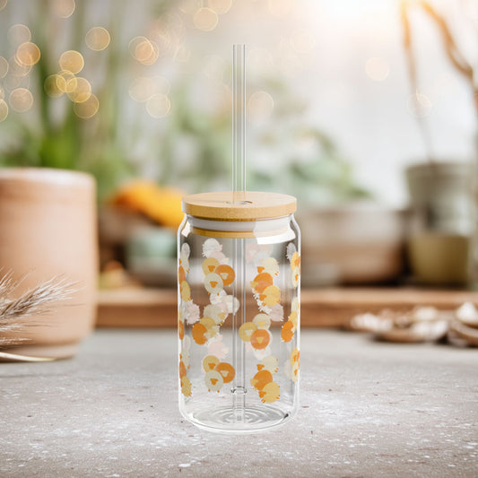 Watercolor Peach Sheep 16oz Glass Sipper