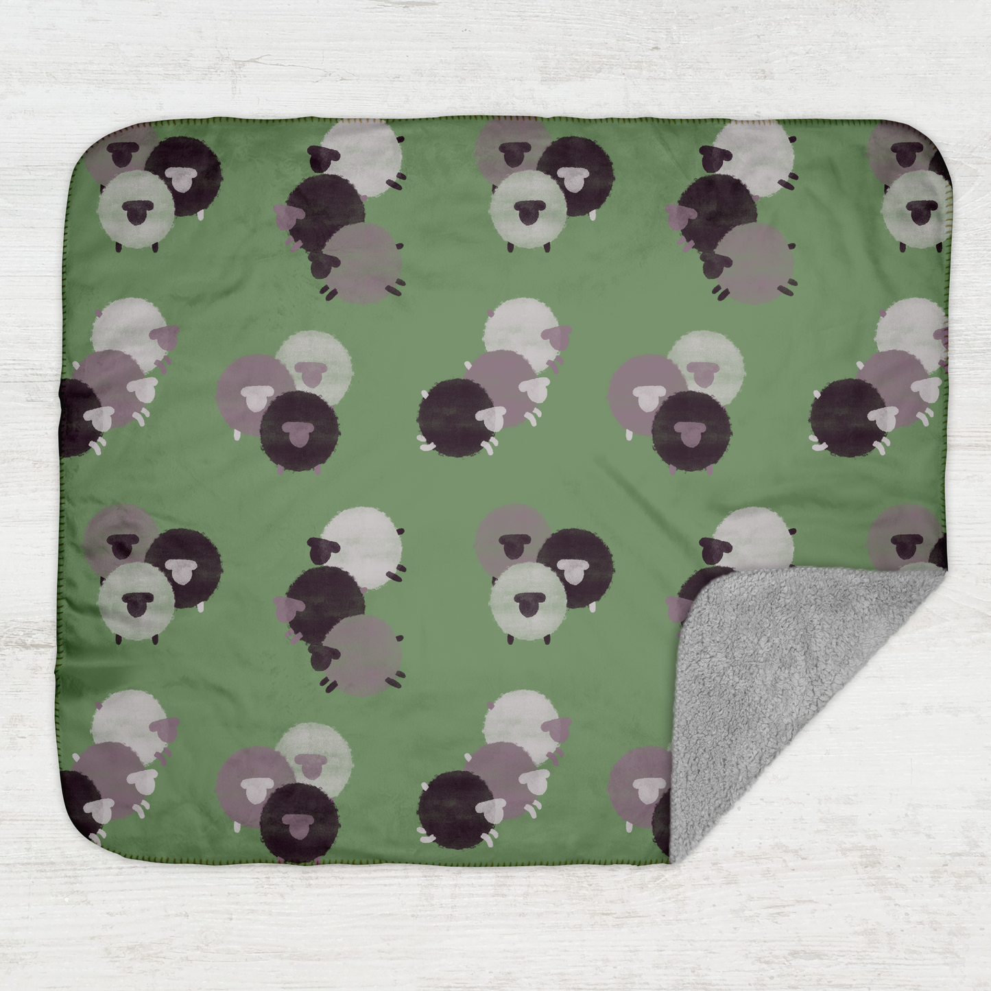 Flock of Purple Sheep Sherpa Blanket