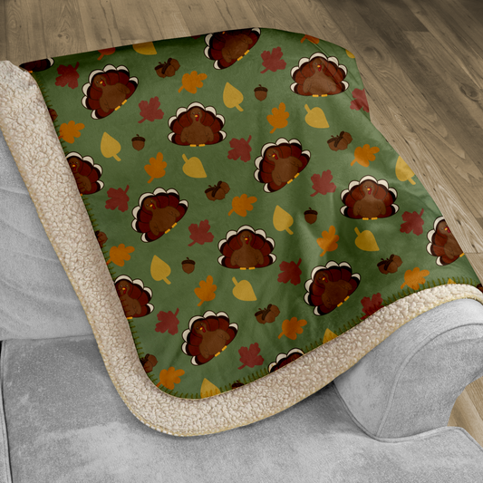 Kawaii Turkey Sherpa Blanket