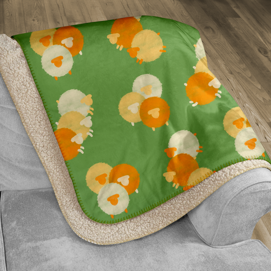 Flock of Peach Sheep Sherpa Blanket