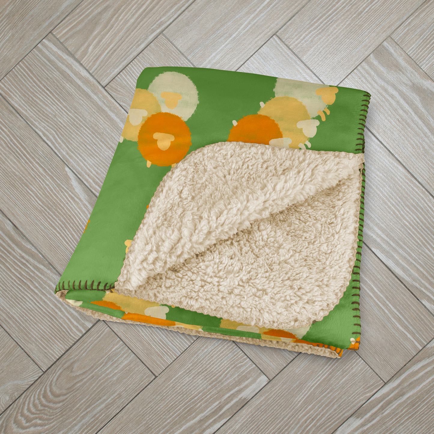 Flock of Peach Sheep Sherpa Blanket