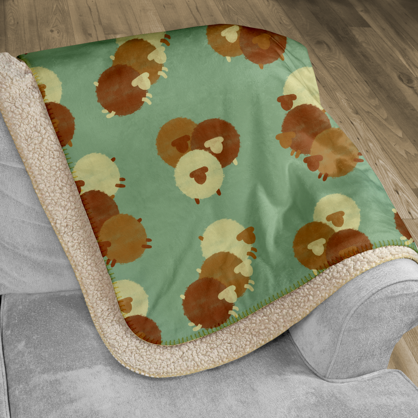 Watercolor Chocolate Sheep Sherpa Blanket
