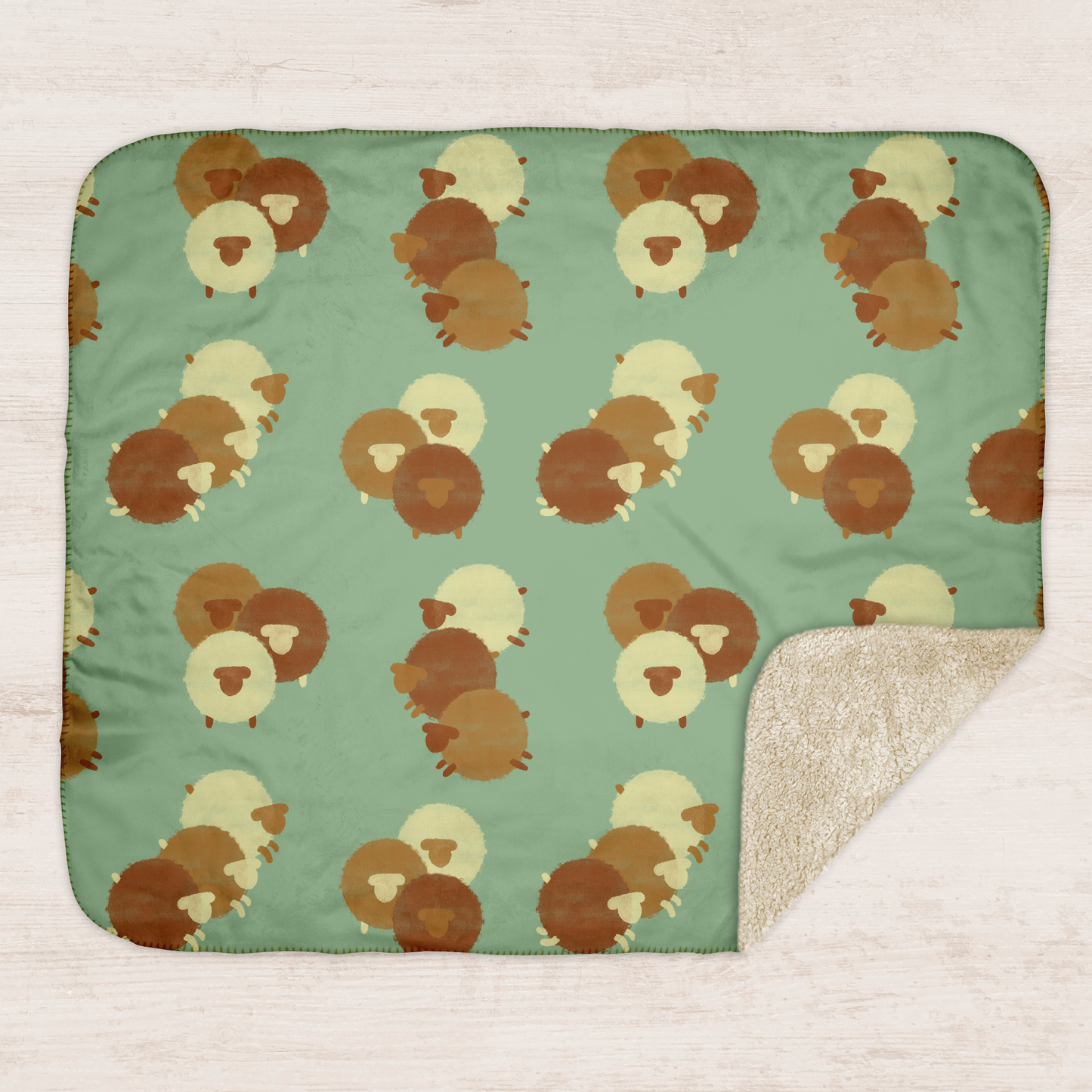 Watercolor Chocolate Sheep Sherpa Blanket