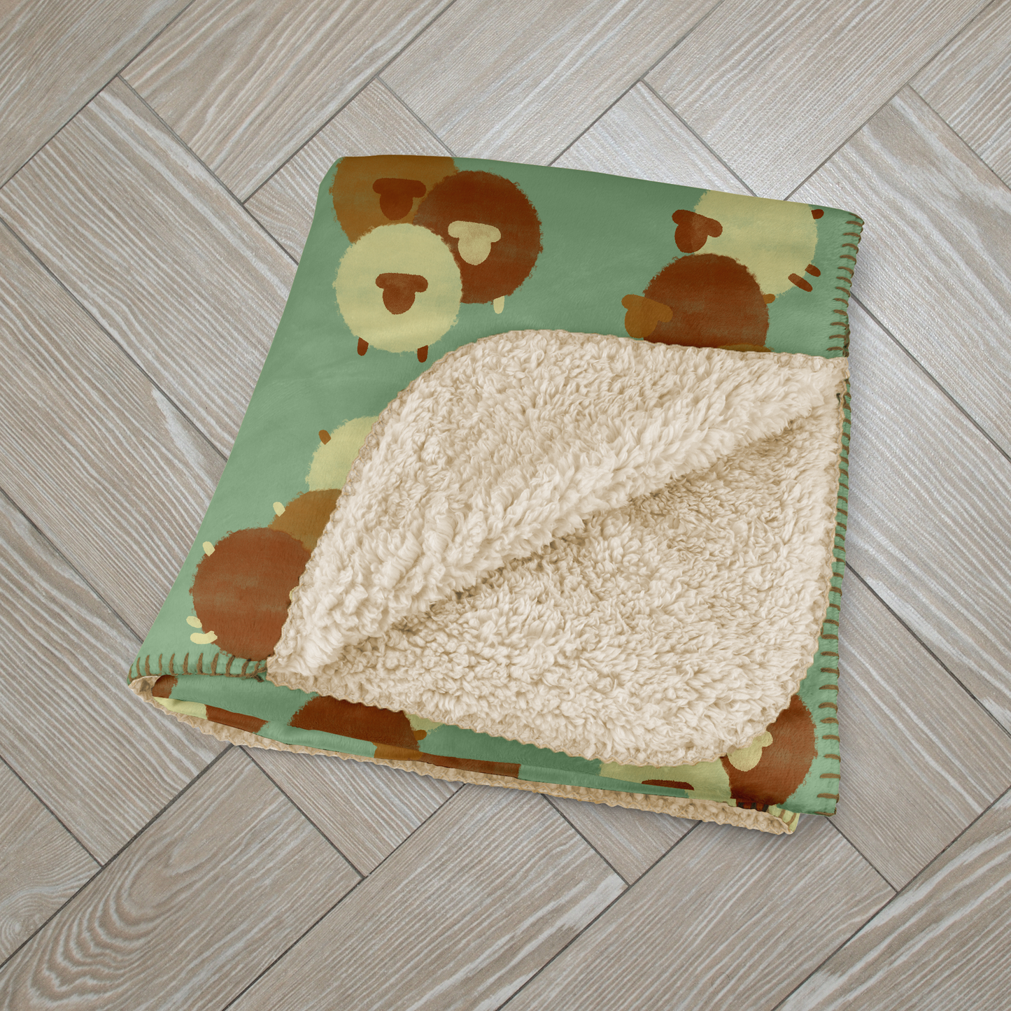 Watercolor Chocolate Sheep Sherpa Blanket