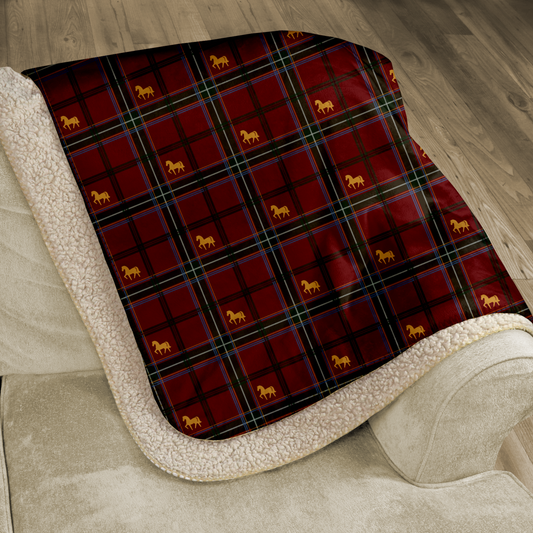 Pony Tartan Holiday Red Sherpa Blanket