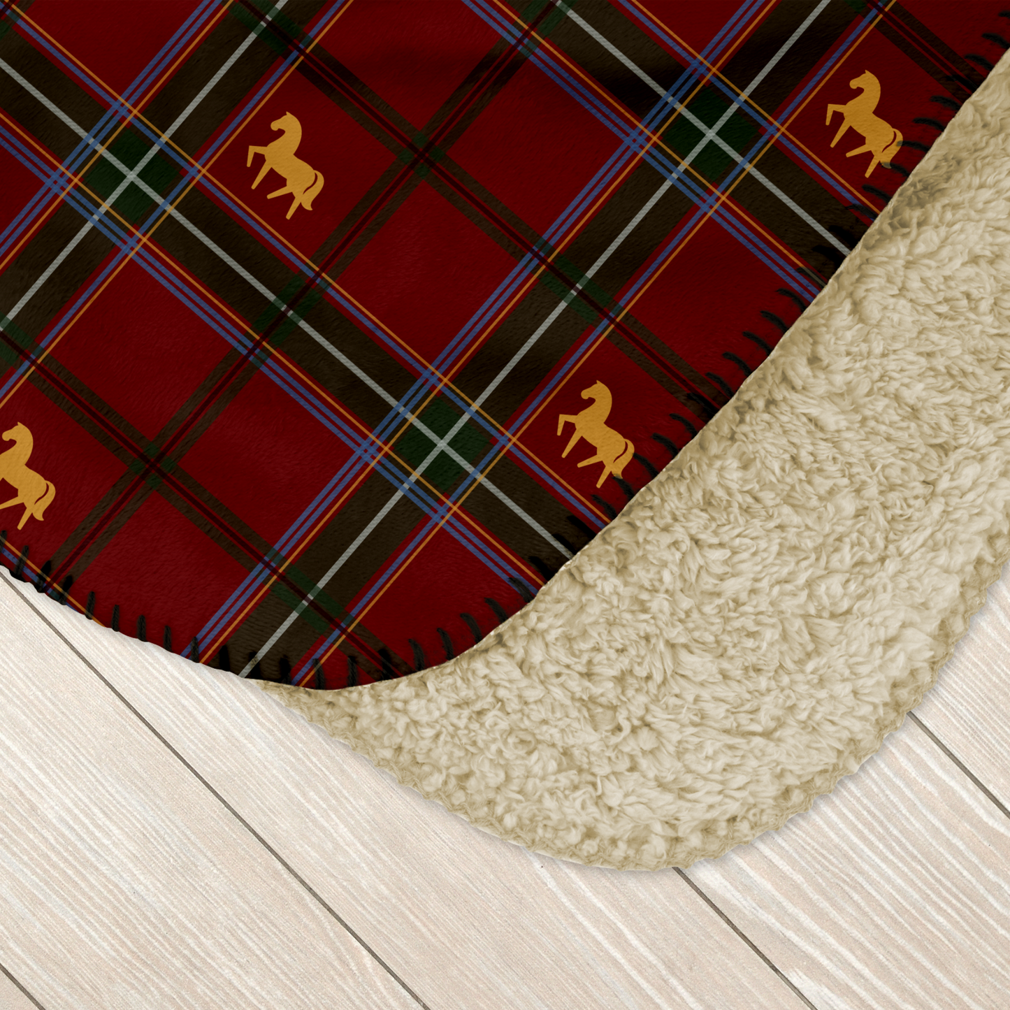 Pony Tartan Holiday Red Sherpa Blanket