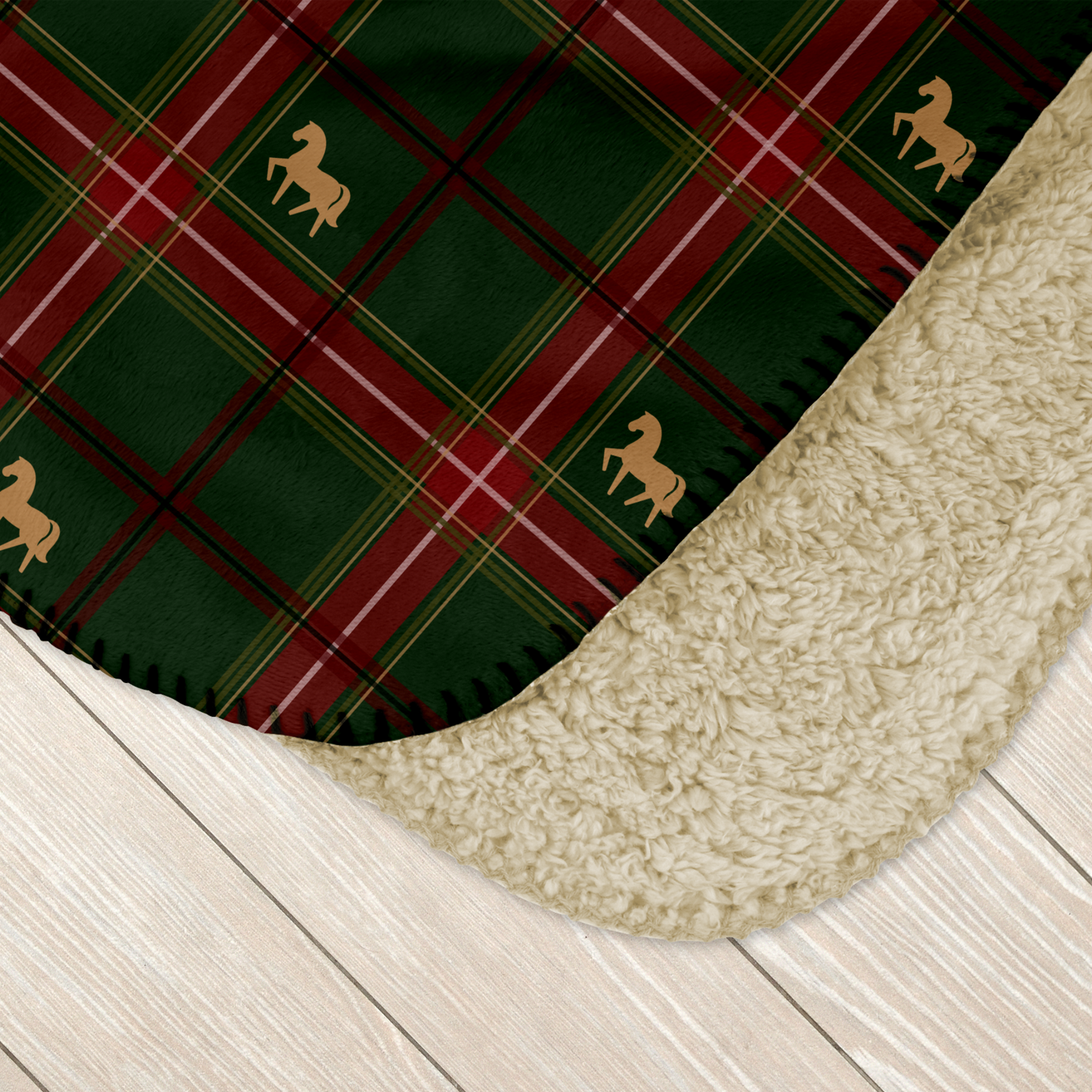 Pony Tartan Holiday Green Sherpa Blanket