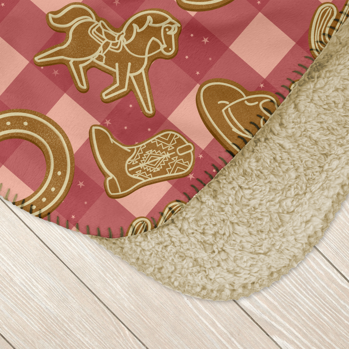 Pink Western Gingerbread Sherpa Blanket