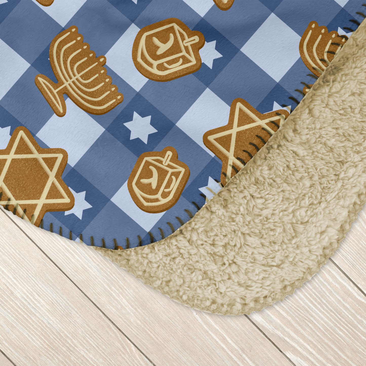 Hanukkah Gingerbread Blue Sherpa Blanket