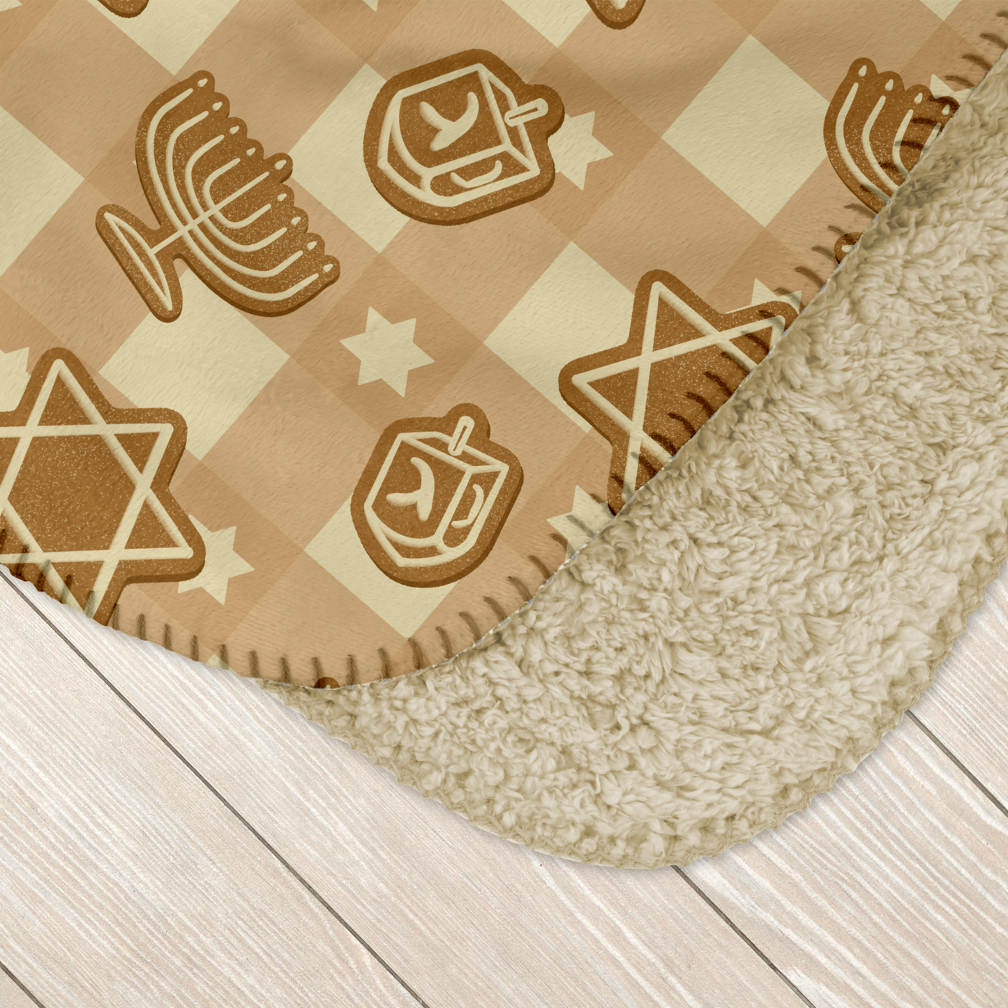 Hanukkah Gingerbread Beige Sherpa Blanket