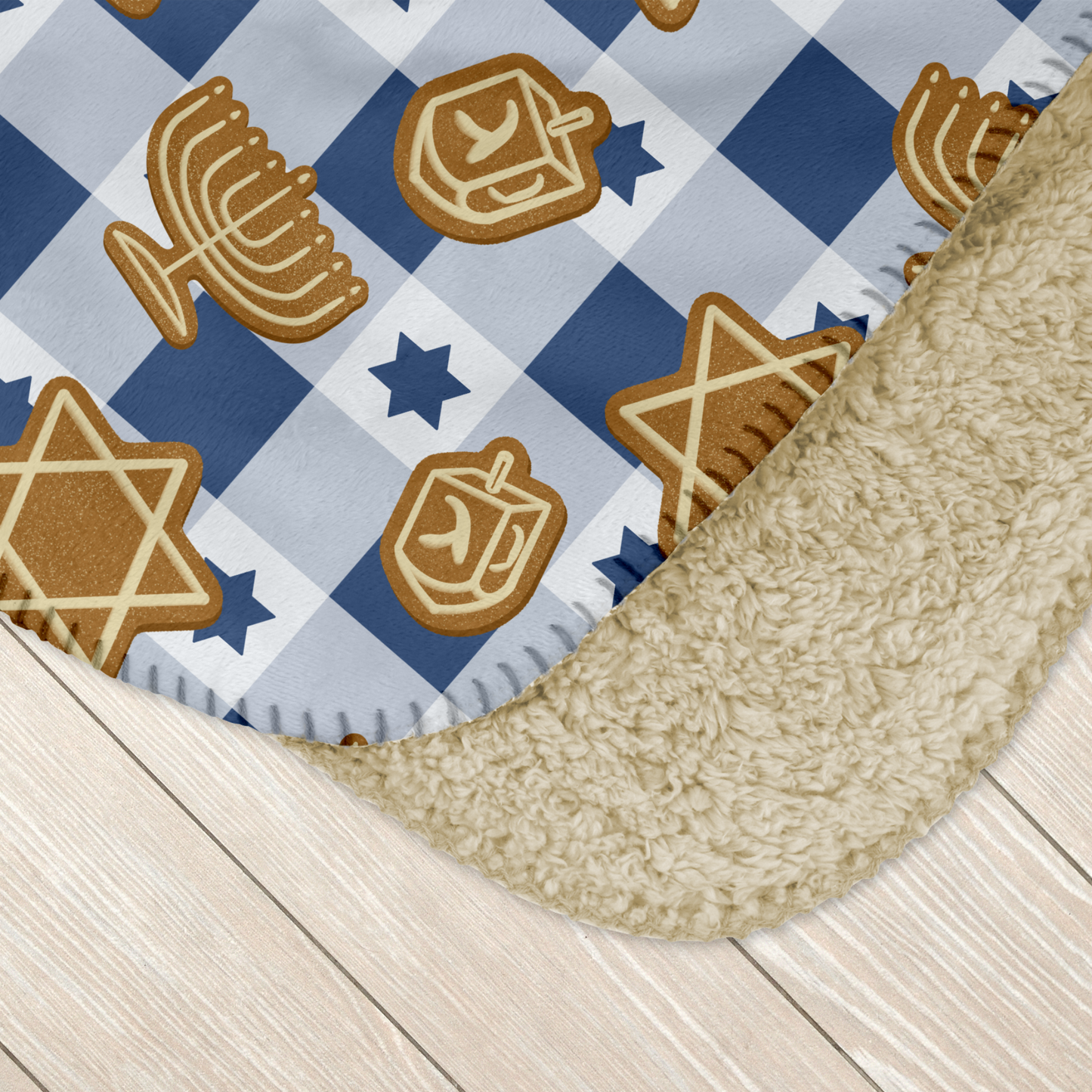 Hanukkah Gingerbread White & Blue Sherpa Blanket