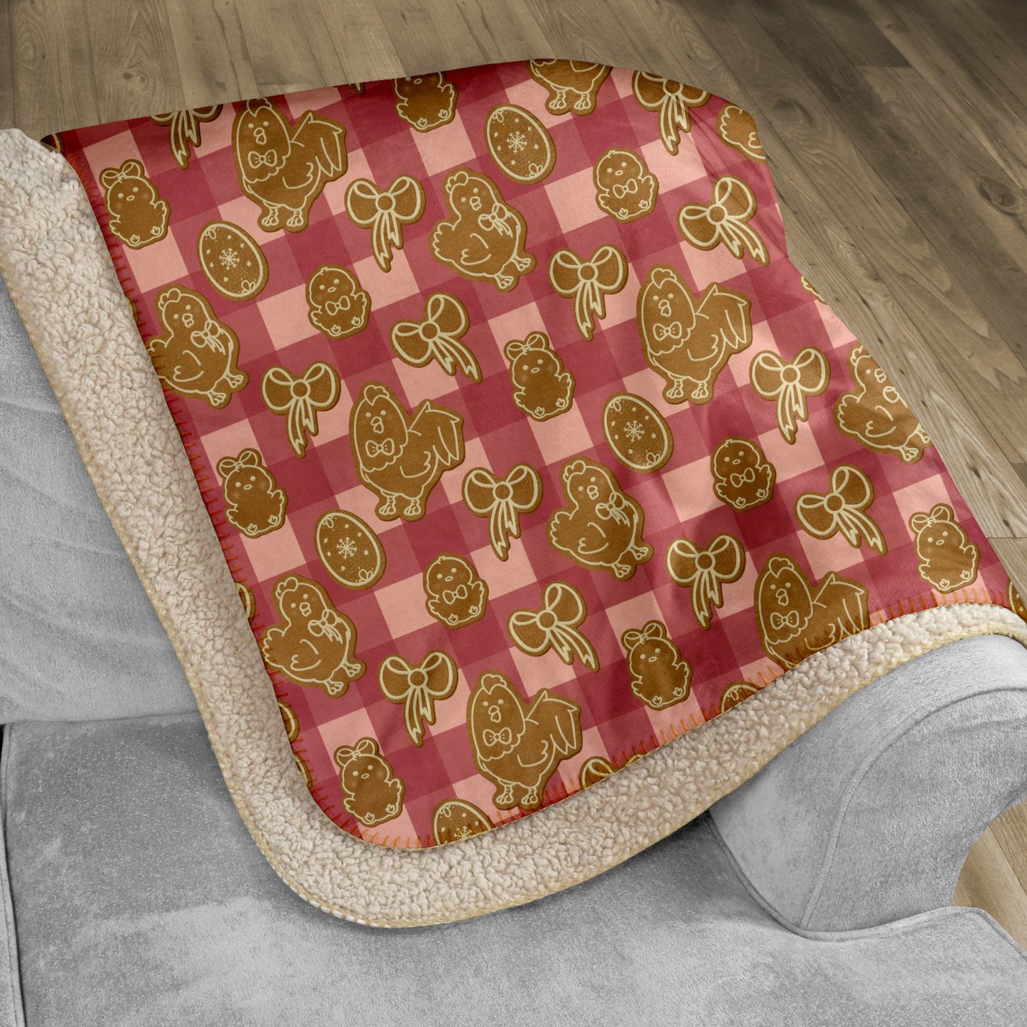 Coquette Chicken Cookies Pink Sherpa Blanket