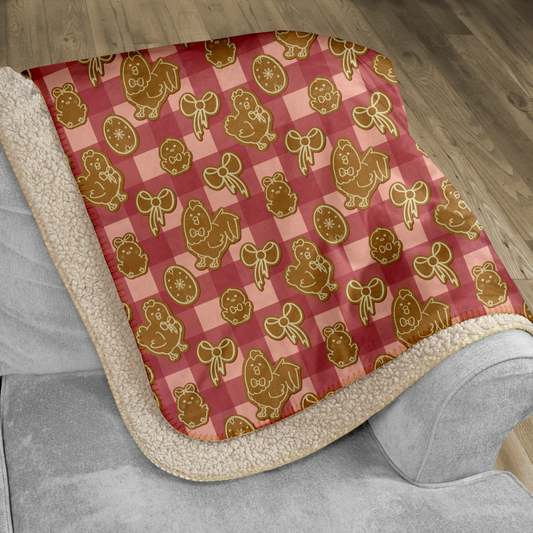 Coquette Chicken Cookies Pink Sherpa Blanket
