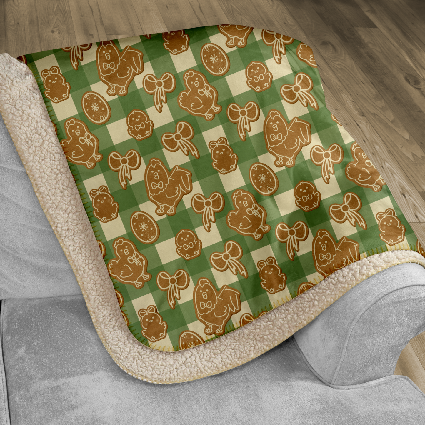 Coquette Chickens Cookie Green Sherpa Blanket