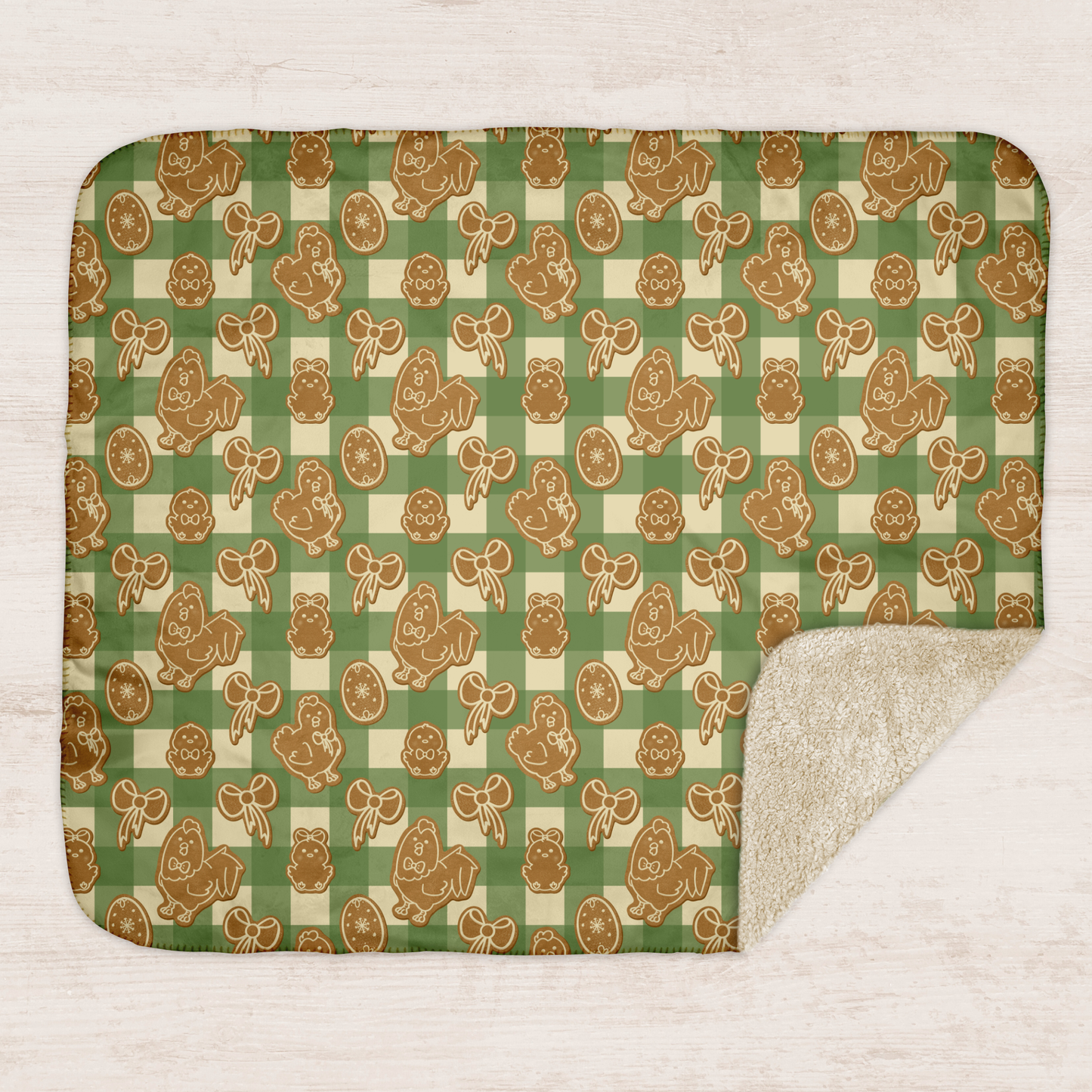 Coquette Chickens Cookie Green Sherpa Blanket