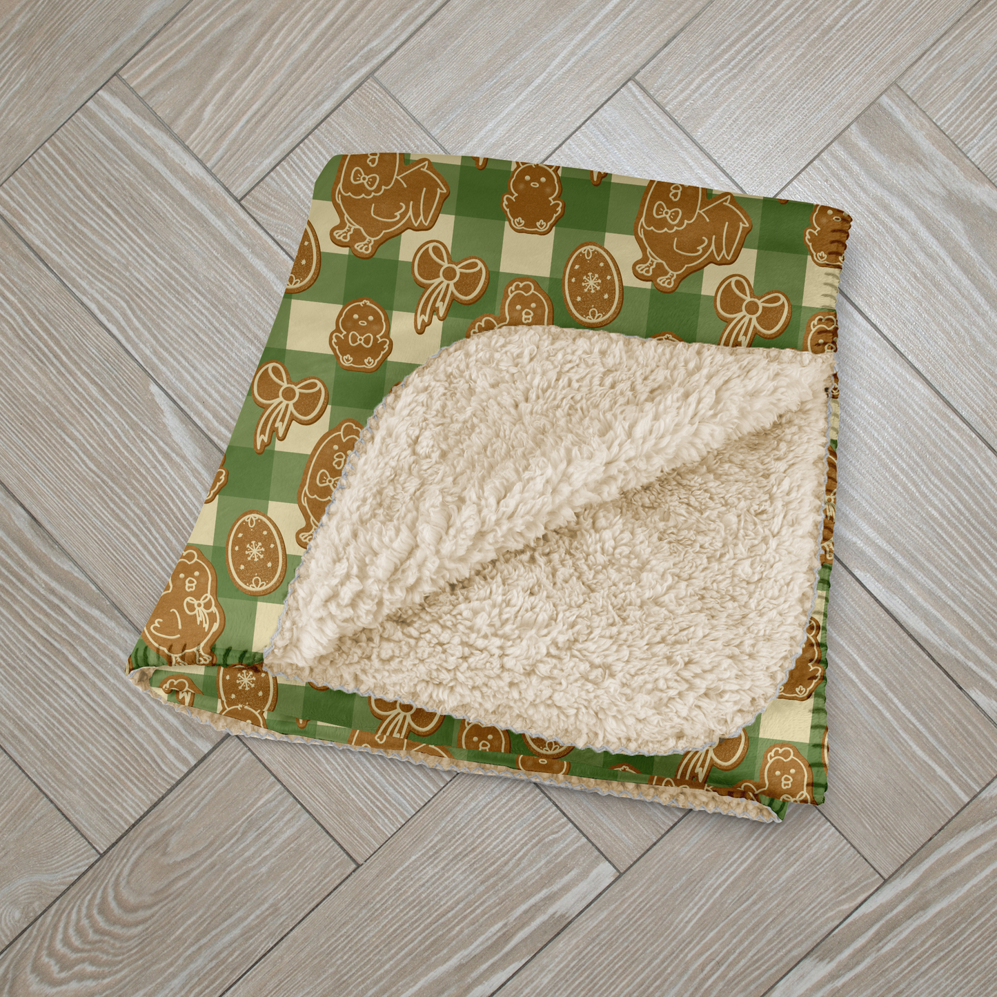 Coquette Chickens Cookie Green Sherpa Blanket
