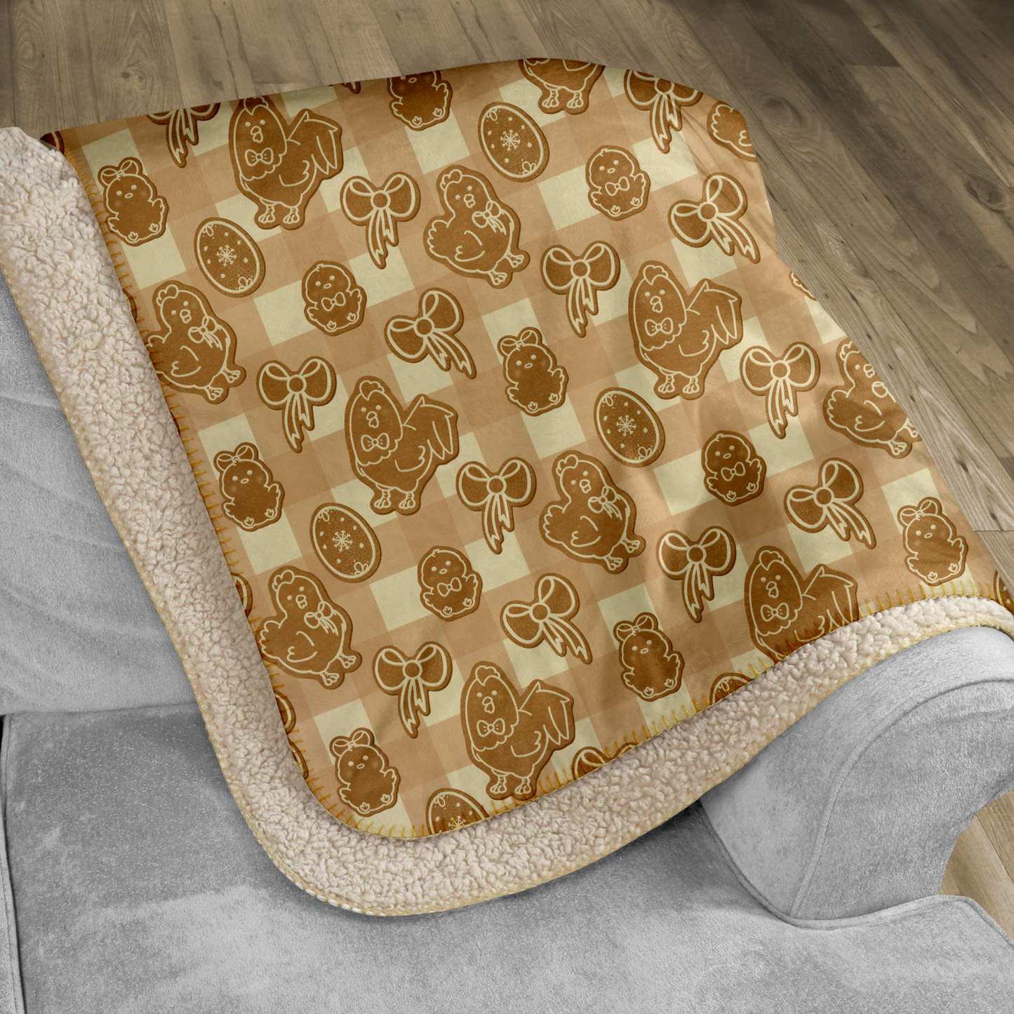 Coquette Chicken Cookies Beige Sherpa Blanket