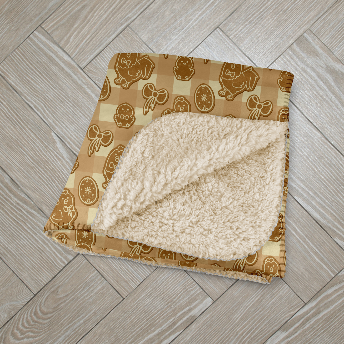 Coquette Chicken Cookies Beige Sherpa Blanket