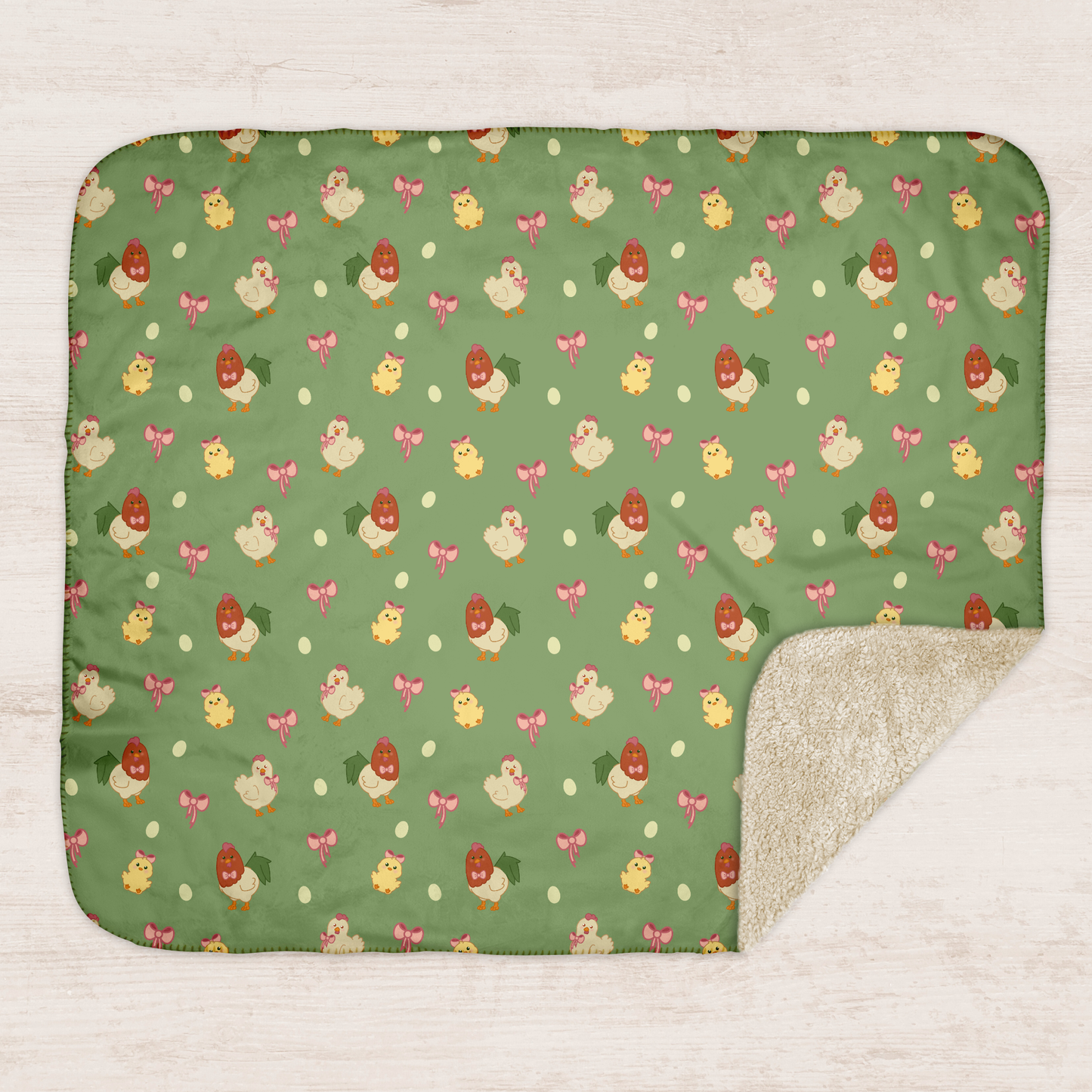 Kawaii Coquette Chickens Sherpa Blanket