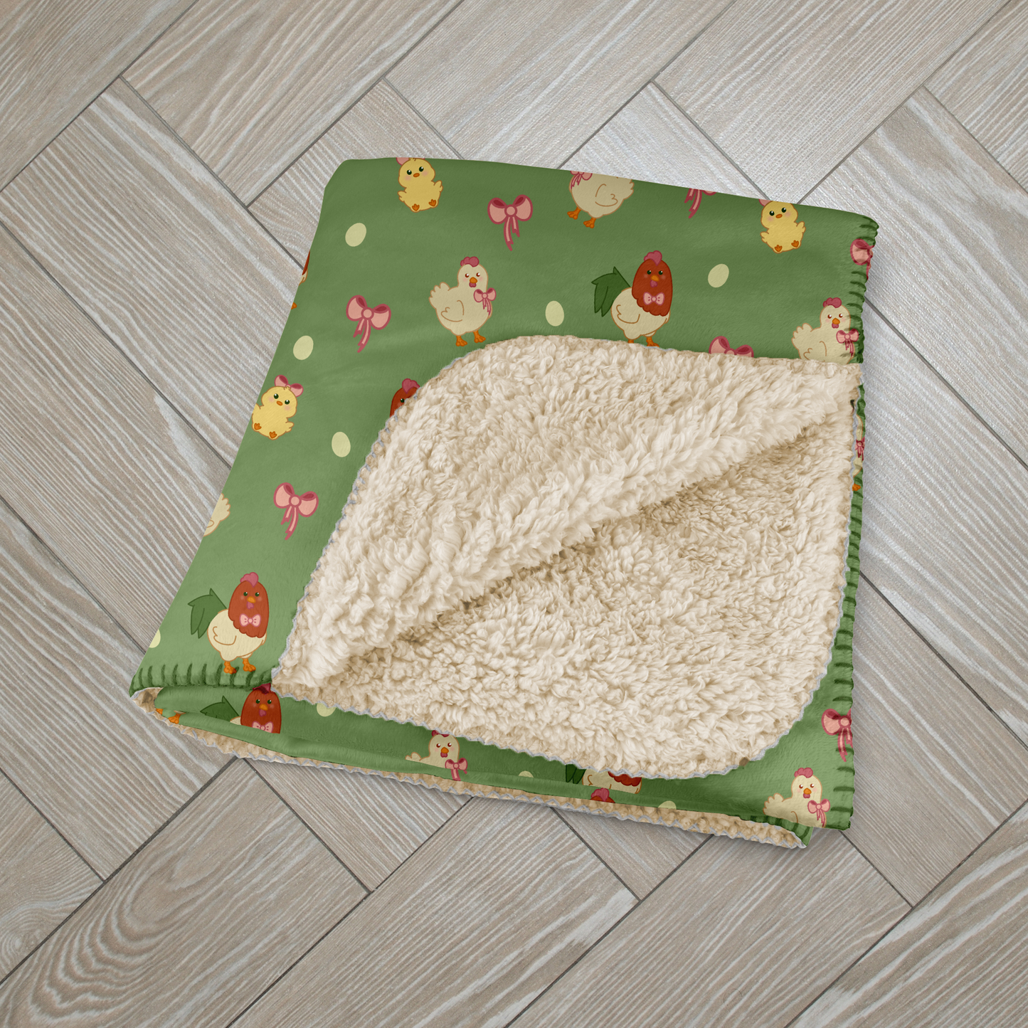 Kawaii Coquette Chickens Sherpa Blanket