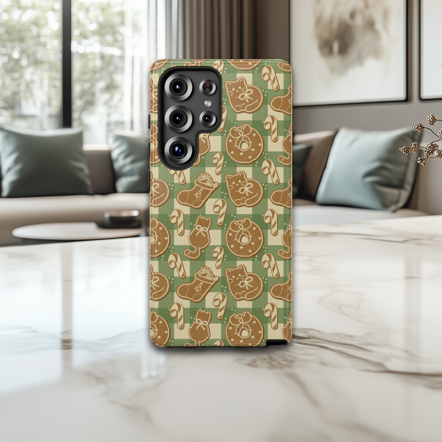 Gingerbread Cat Green iPhone & Samsung Galaxy Phone Case