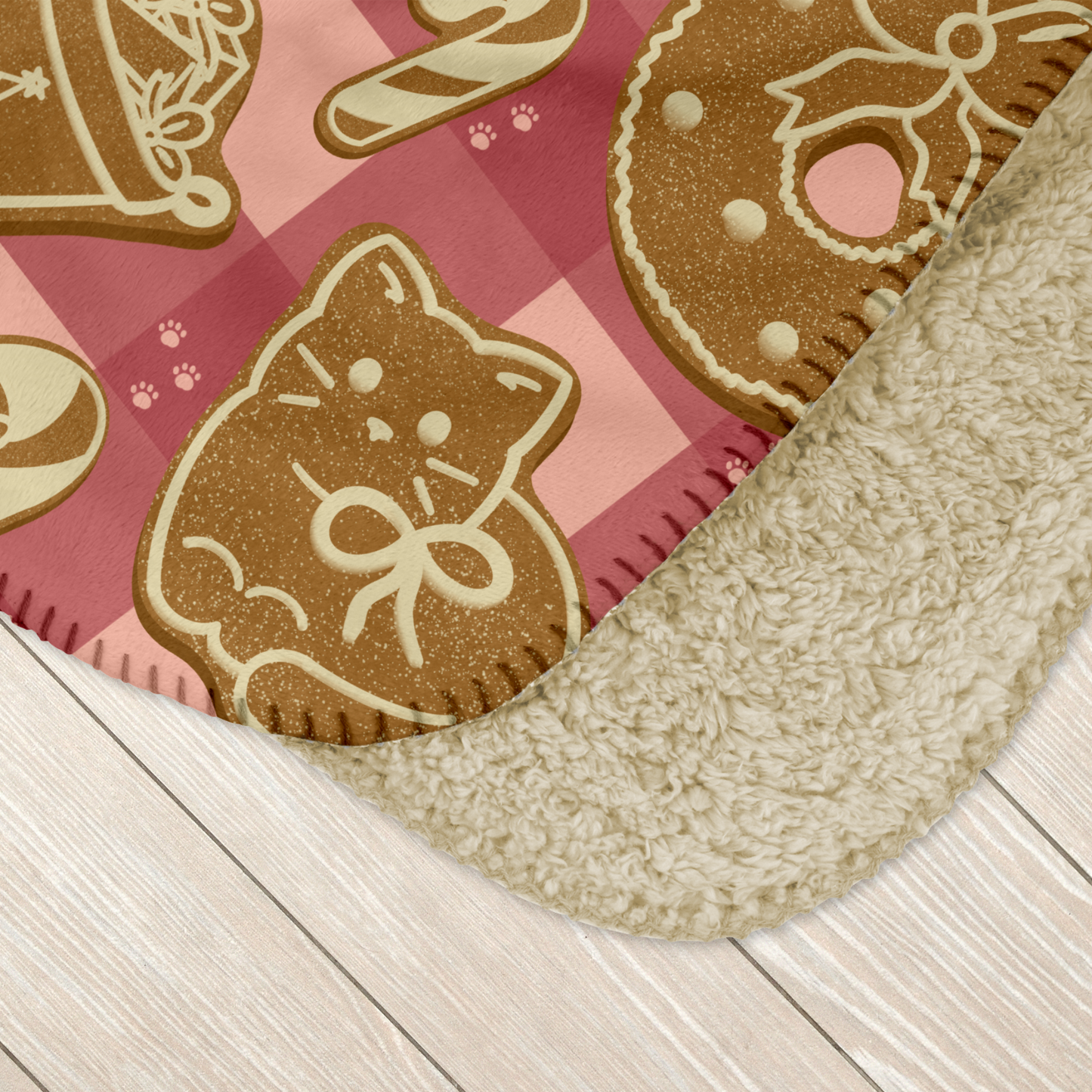 Gingerbread Cats Pink Sherpa Blanket