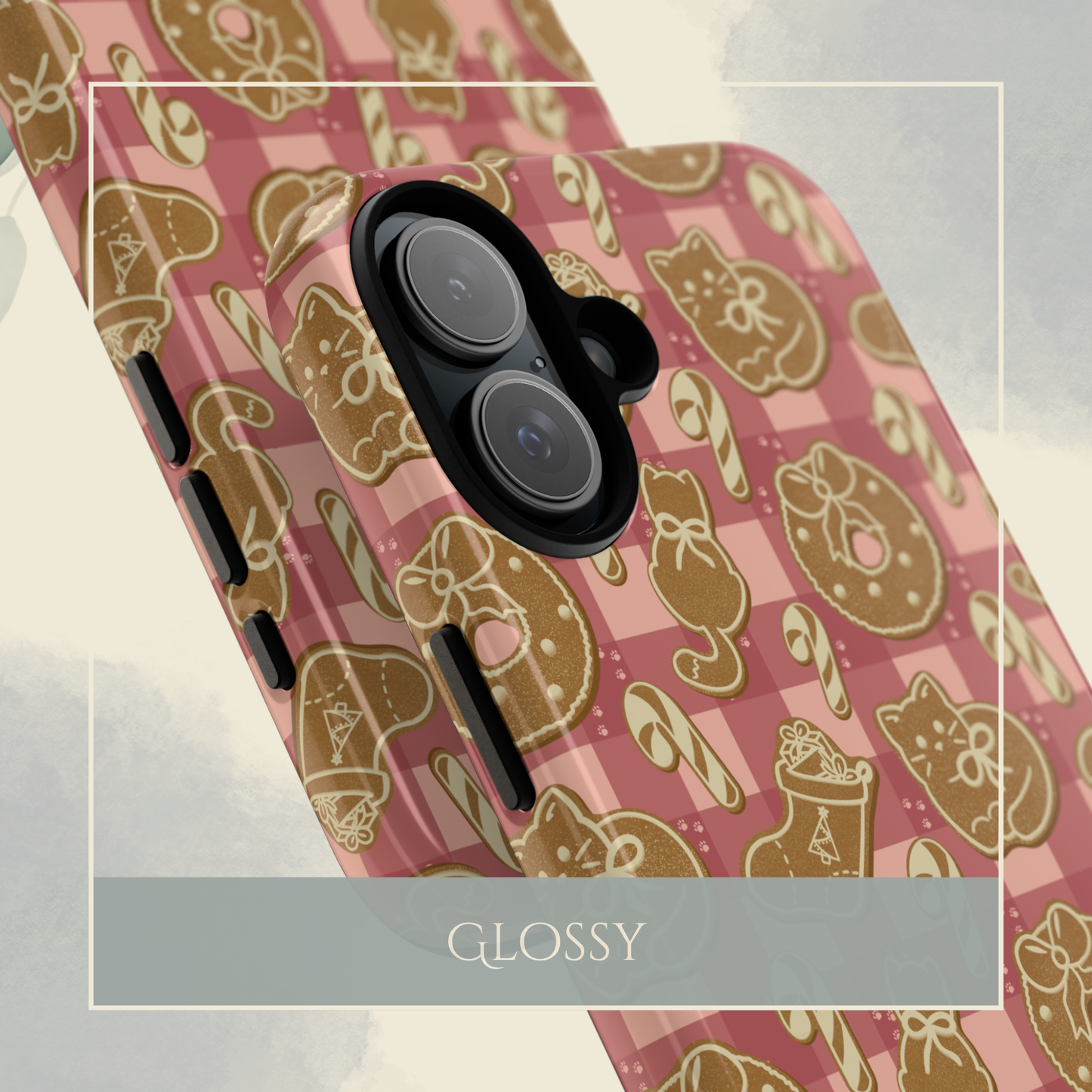 Gingerbread Cat Pink iPhone & Samsung Galaxy Phone Case