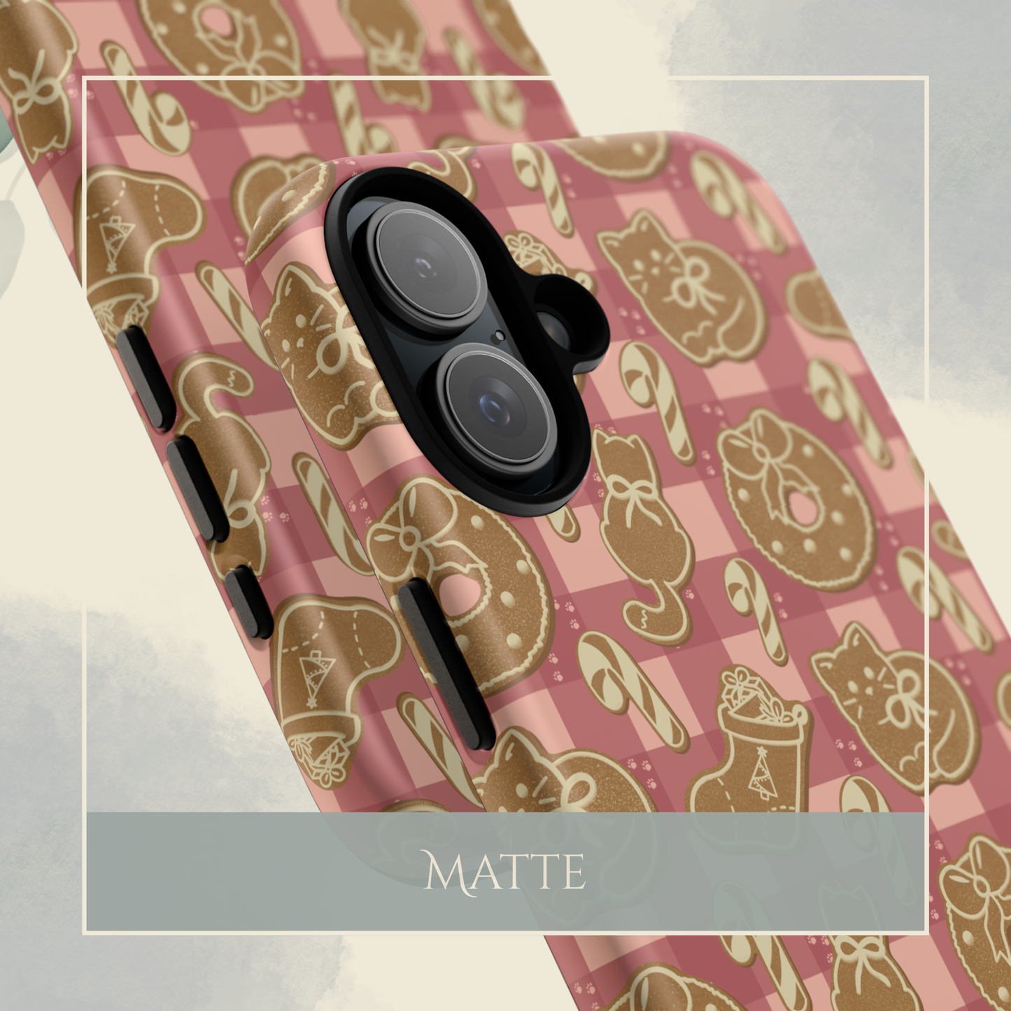 Gingerbread Cat Pink iPhone & Samsung Galaxy Phone Case