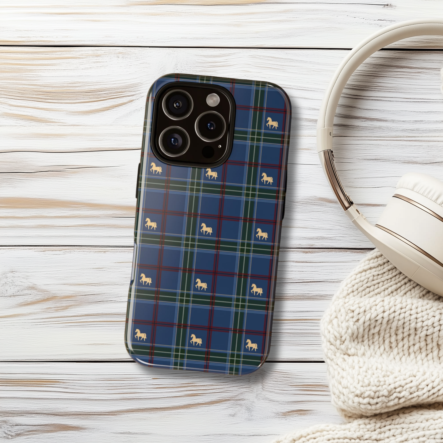 Pony Tartan Holiday Blue iPhone & Samsung Galaxy Phone Case