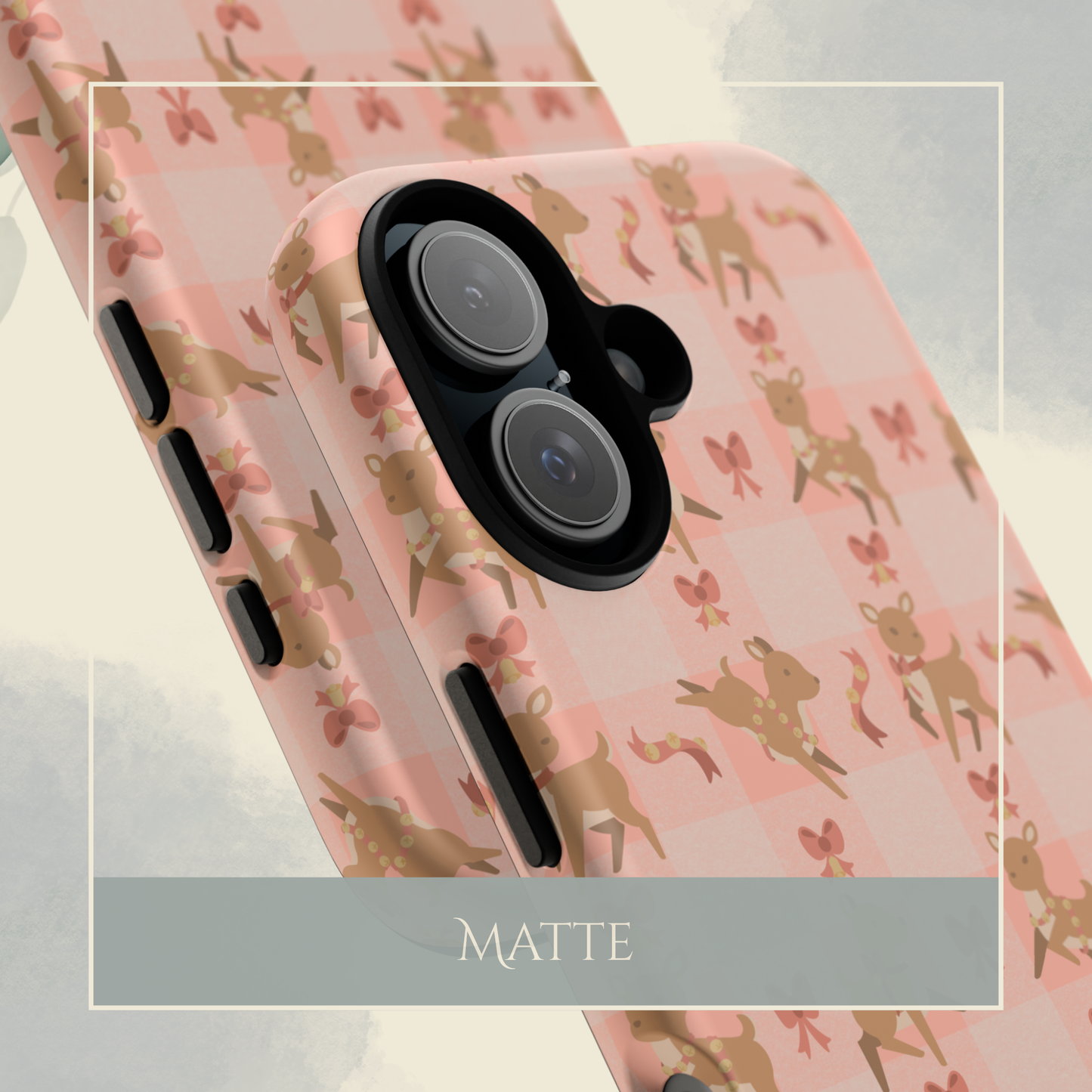 Kawaii Deer Bells & Bows in Pink iPhone & Samsung Galaxy Phone Case