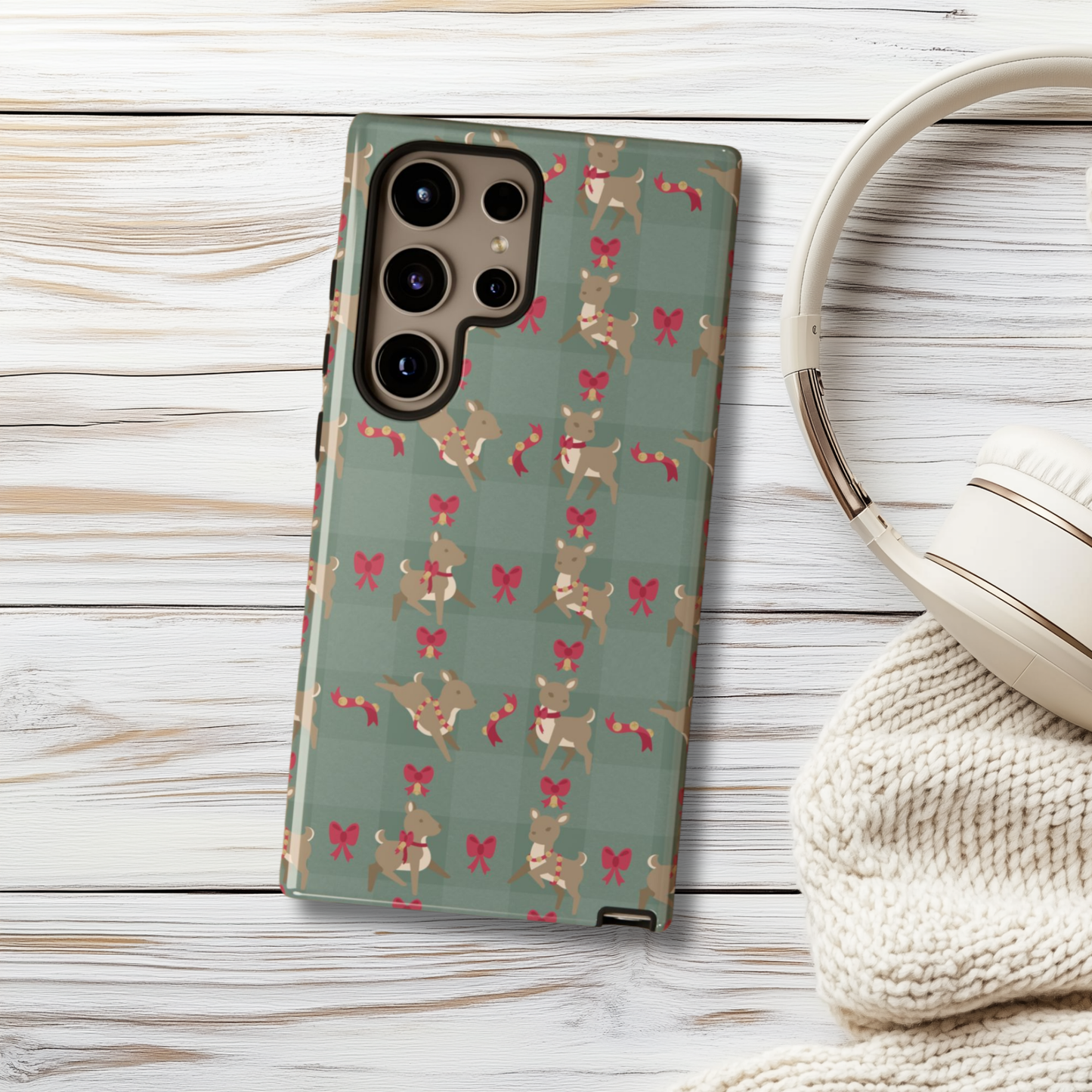 Kawaii Deer with Bells & Bows iPhone & Samsung Galaxy Phone Case