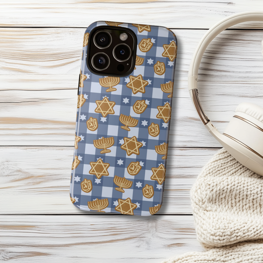 Hanukkah Gingerbread in Blue iPhone & Samsung Galaxy Phone Case