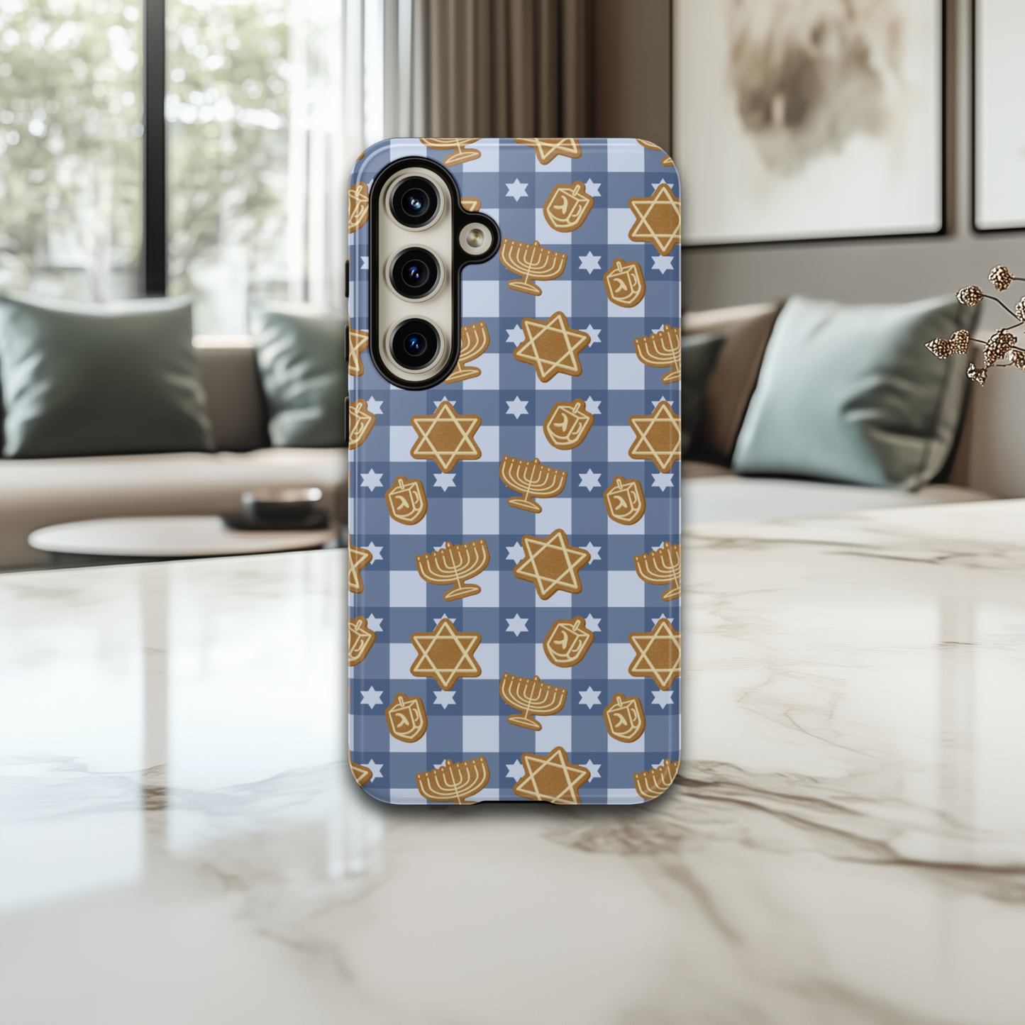 Hanukkah Gingerbread in Blue iPhone & Samsung Galaxy Phone Case